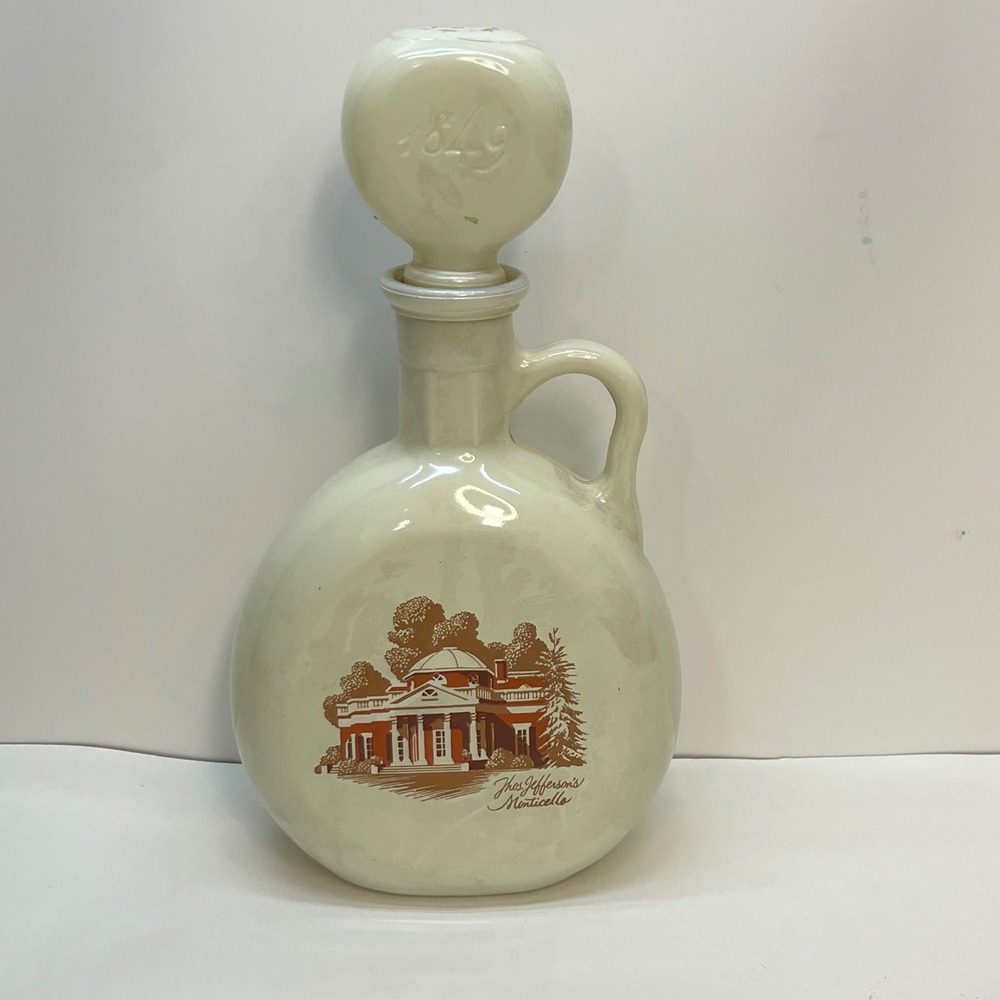 Vtg Stitzel-Weller Monticello Milk Glass Decanter 1849 Stopper Bourbon Bottle‎